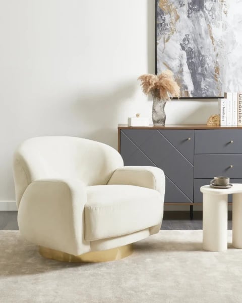 Aurix – Swivel Lounge Chair with Golden Stainless Base