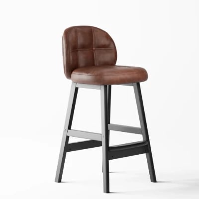 Picture of Rivano Bar Stool – Leather with Wooden Base