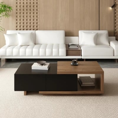 Mauro Media Set in Natural Wood & Black