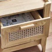 Alara – Natural Wood & Rattan 2-Drawer Bedside Table