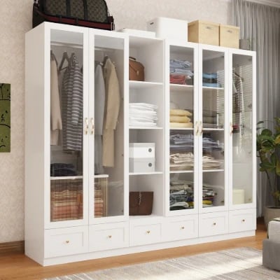 Picture of Glassy Multi-unit and multi-use wardrobe natural wood