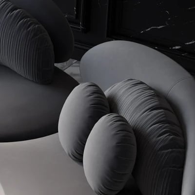 صورة روتانا – كنبة أرضية منحنية بتصميم فني – 3 قطع- خشب طبيعي