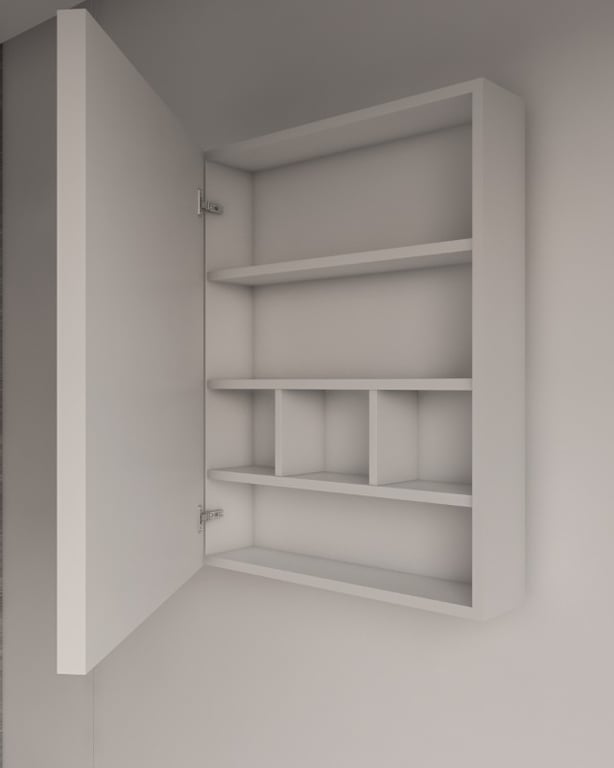 Picture of Peria – Multifunctional LED Bathroom Mirror with Natural Wood Storage