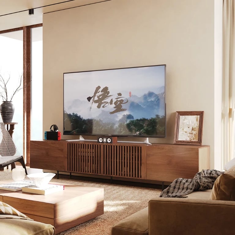 صورة توليرا وحدة تلفزيون مودرن مع تصميم عملي - خشب طبيعي