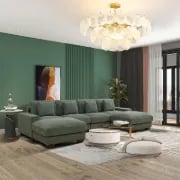 Picture of Veloro U-Shaped Sectional Sofa –  Natural Wood Base