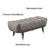 Auriel – Tufted Upholstered Bench with Natural Wood Legs