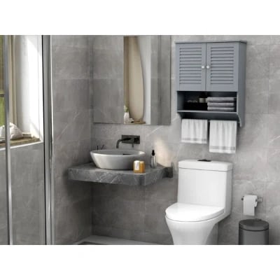 صورة خزانة حمام خشب طبيعي - جيفارا