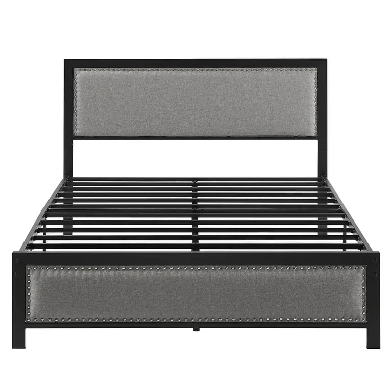 Picture of Monroe Natural Wood & Metal Upholstered Bed