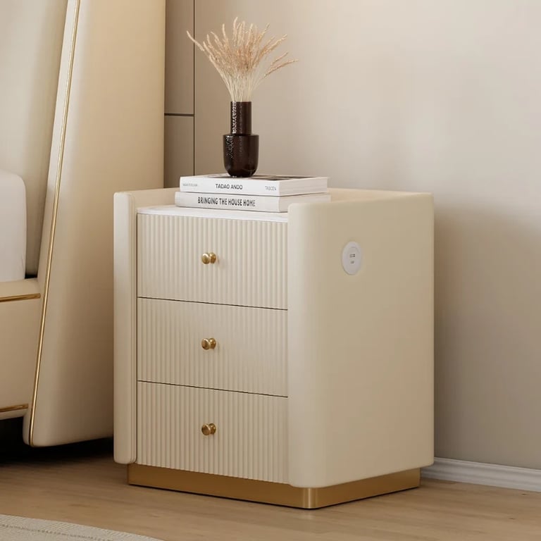 صورة طاولة غرفة نوم خشب طبيعي 3 درج - سيرينفي