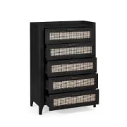 Zaria - Natural wood storage unit with rattan fronts.
