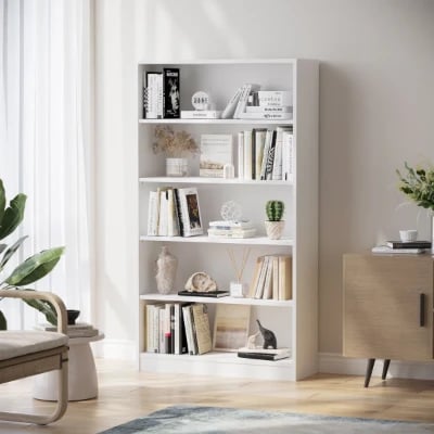 Cremorne – Modern White Natural Wood Bookcase