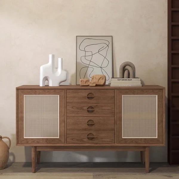Classy - Natural wood with Rattan sideboard