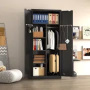 صورة دولاب جيتين حديث خشب طبيعي مع مقبض معدني