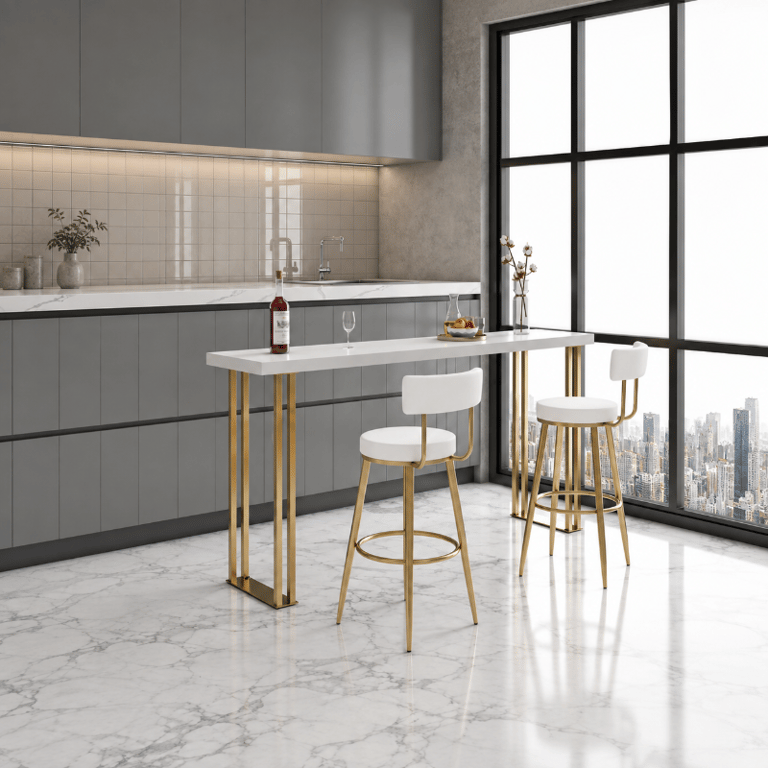 Picture of Élysée Bar Stool – Gold Frame with Padded Backrest