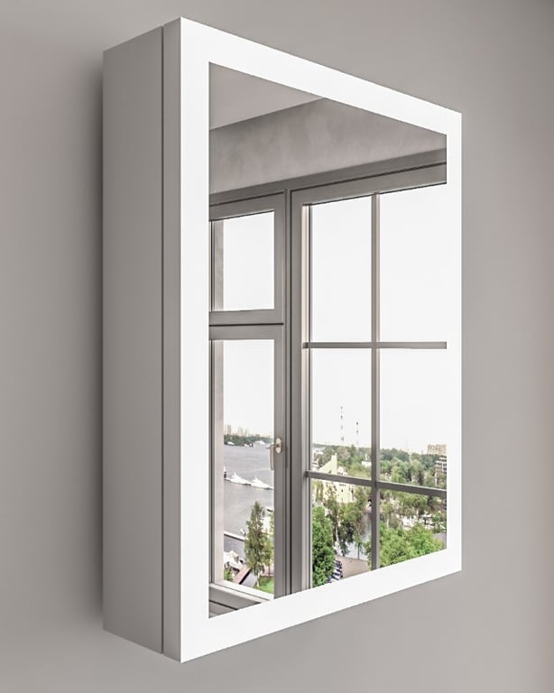 Picture of Peria – Multifunctional LED Bathroom Mirror with Natural Wood Storage