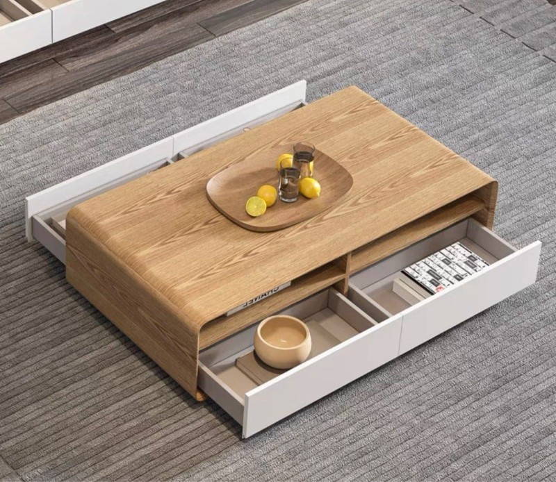 Picture of Helenville Modern Natural Wood Coffee Table - 4 drawers