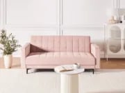 Velena – Modern Velvet Convertible Sofa with Natural Wood Frame