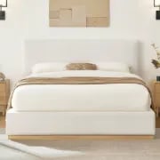 Lunessa Upholstered Queen Bed – Natural Wood