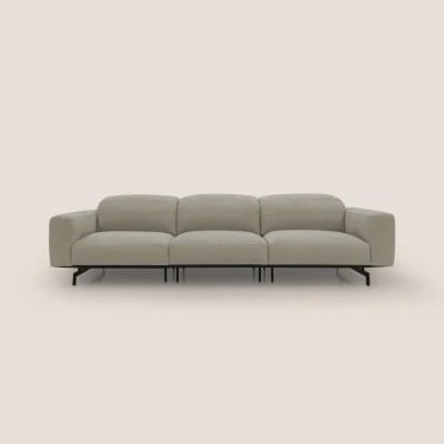 صورة أوليفارو – كنبة بثلاثة مقاعد بتصميم منخفض – بلون بيج رملي وأرجل سوداء مطفية