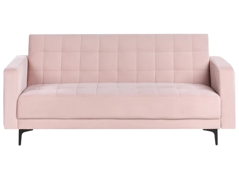 Velena – Modern Velvet Convertible Sofa with Natural Wood Frame