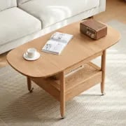 Picture of Divano Natural Wood Coffee Table – With Shelf, Drawer & Wheels