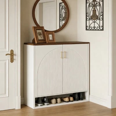 Arcelle – Modern Natural Wood Shoe Cabinet