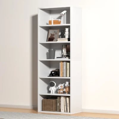 Livengon Tall Modern Shelf Unit – Natural Wood
