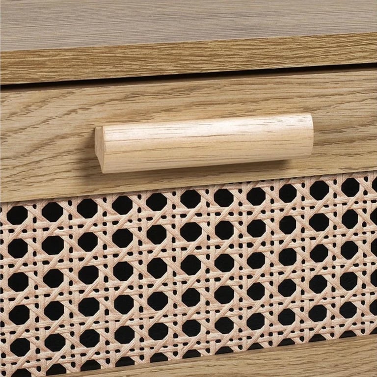 Elira – Natural Wood & Rattan 6-Drawer Chest