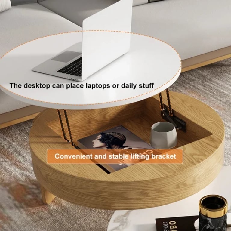 صورة طاولة قهوة دوبا من الخشب الطبيعي مع أدراج للتخزين