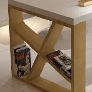 صورة جوِيلي – مكتب خشب طبيعي بلمسة نهائية بيضاء لامعة