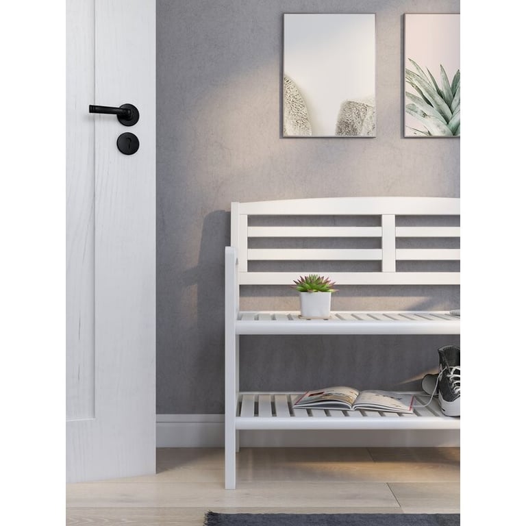 Hales Solid Wood Shelves Storage Bench