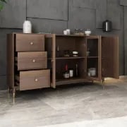 Atacha Modern Sideboard – Natural Wood with Drawers and Shelves