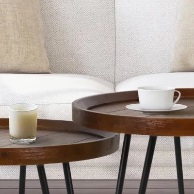 صورة طاولة جانبية حديثة خشب طبيعي هارڤ  - قطعيتن