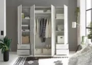 Picture of Provalo three-door wardrobe with four drawers Natural wood