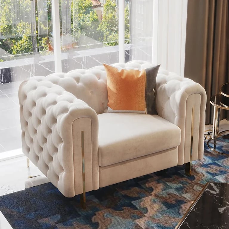 Évianne – Sofa & Armchair Set with Elegant Gold Accents