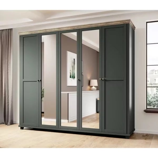 صورة دولاب إمانويلا خشب طبيعي مع مرآه