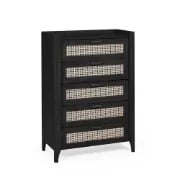 Zaria - Natural wood storage unit with rattan fronts.