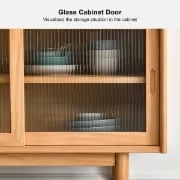 Crase Kitchen Sideboard – Natural Wood with Glass Doors