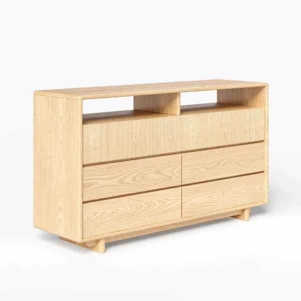 Picture of Mirella Natural Wood Dresser – 8-Drawer Storage with Modern Grooved Design