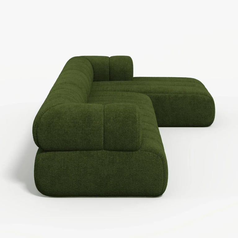 صورة ڤيردي كنبة ركنية – تنجيد مُبطن وقاعدة من الخشب الطبيعي