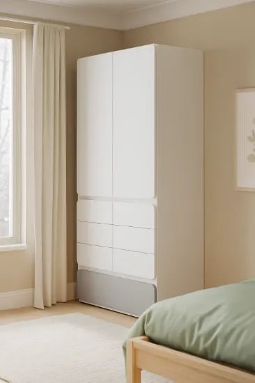 صورة أورو – دولاب شباب من الخشب الطبيعي ببابين وأدراج