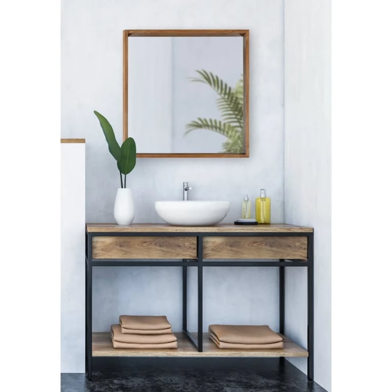 Kate and Laurel Hutton Rustic Wood Square Mirror