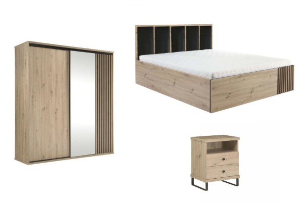 Picture of Linea Natural Wood Bedroom Set – Slatted Accents
