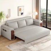 Rovano Convertible Sofa Bed – Smart Storage & Wooden Arm Design