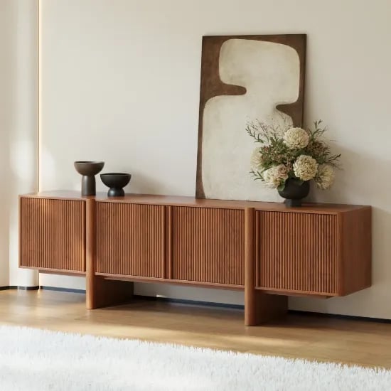 Picture of Tavora Natural Wood Sideboard – Fluted Door Design