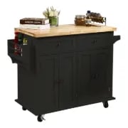 Ash Rolling Kitchen Island with Solid Wood Top