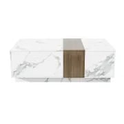 Marquina – Natural Wood TV Unit with Marble-Effect Finish and Matching Coffee Table