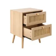 Picture of Soma – Rattan Wooden Nightstand with 2 Drawers