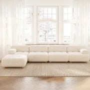 صورة هيتاتش كنبة ركنية على شكل حرف الـ – قاعدة من الخشب الطبيعي