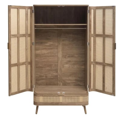Picture of Arden Natural Wood & Rattan Wardrobe